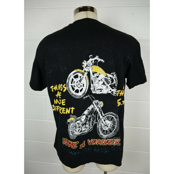 Vtg 90s Caribbean Dream T-Shirt Motorcycles Made Different in the USA‎ Winner XL - Picture 4 of 10